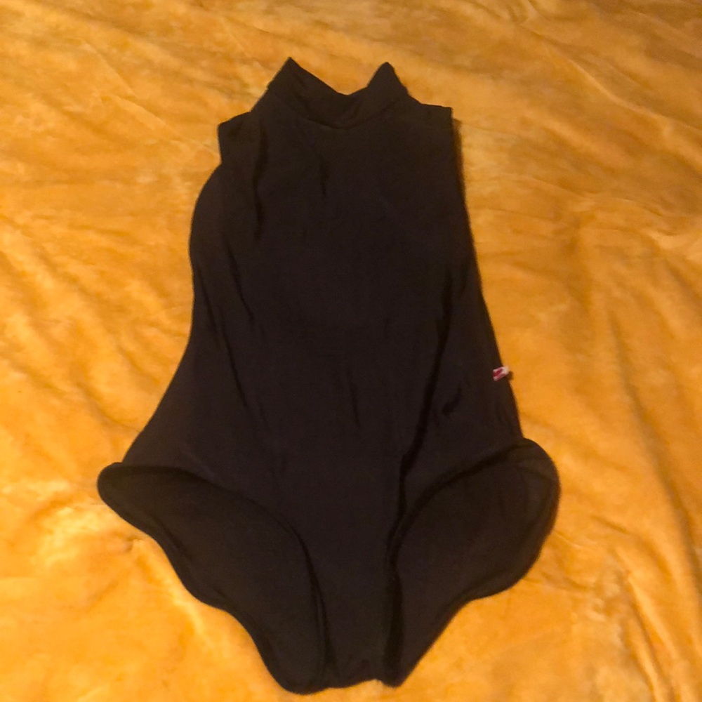 Yumiko Black Spandex high neck leotard